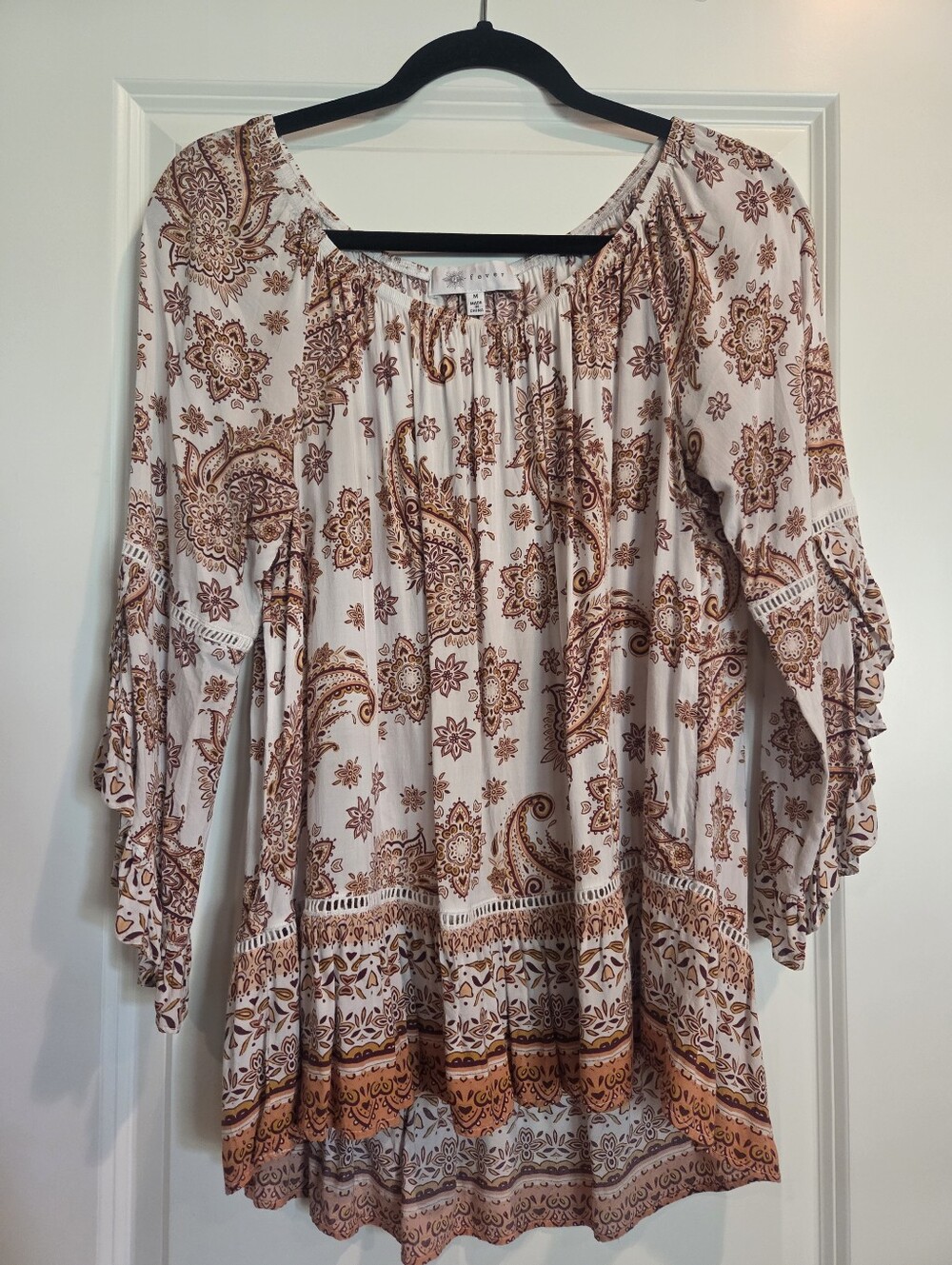 Fever Cream Tunic with Rust Paisley Print